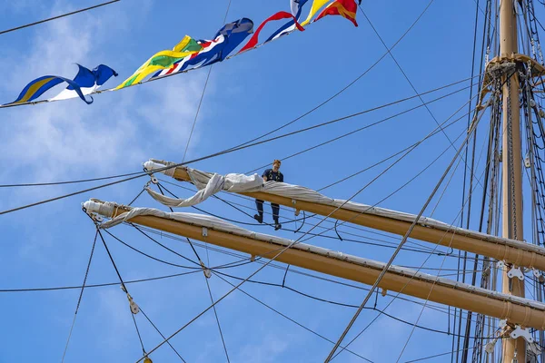 High Masts Sails Tied Sail Scheveningen 2019 Netherlands — Stock Photo, Image