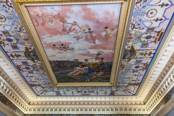 Une Belle Peinture Plafond Dans Palais Sissi Près Gastouri Sur — Photo