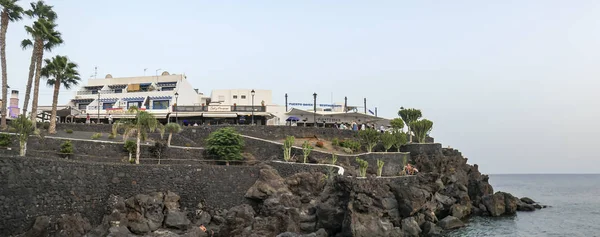 Panorama Los Restaurantes Cerca Del Puerto Del Carmen Lanzarote España —  Fotos de Stock