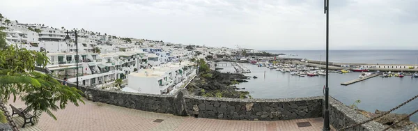 Panoramische Afbeelding Van Haven Van Oude Stad Puerto Del Carmen — Stockfoto