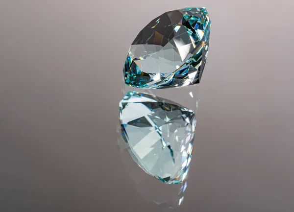写真はミントアイスブルーの黒曜石の宝石で スピナーの形をしており 鏡の中に反射しています 光の屈折は面に多くの色を与えます — ストック写真