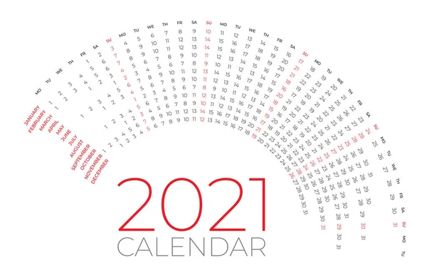 Design Diverso Del Calendario 2021 — Vettoriale Stock