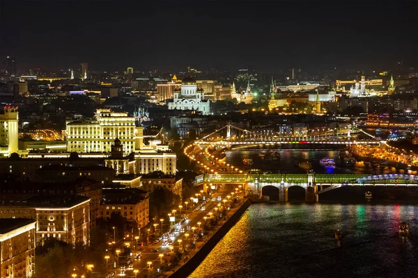 Moskova Merkezi Gece Krymsky Köprüsü Andrew Panoramik Manzaraya Yukarıdan Köprüsü — Stok fotoğraf
