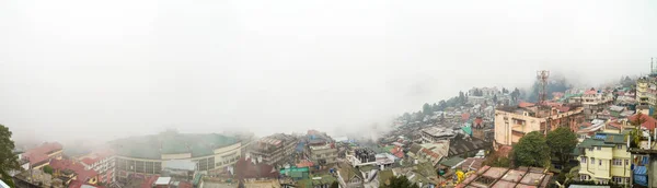 Panorama Darjeeling City East Bengal India Surrounding Mountains Covered Thick — Stock Photo, Image