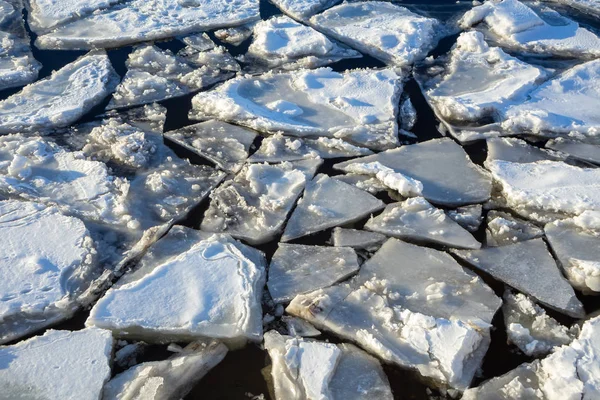 Gelo Flutua Rio Dia Frio Inverno Pôr Sol — Fotografia de Stock