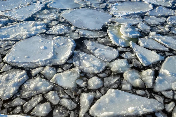 Gelo Flutua Rio Dia Frio Inverno Pôr Sol — Fotografia de Stock