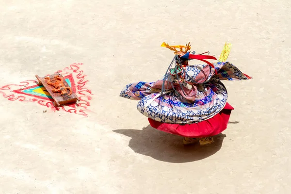 Geyik Maskeli Tanımlanamayan Keşiş Lamayuru Manastırı Ndaki Yuru Kabgyat Festivali — Stok fotoğraf