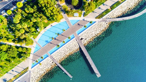 Letecký Pohled Molos Promenade Park Centru Města Pobřeží Limassol Kypru — Stock fotografie