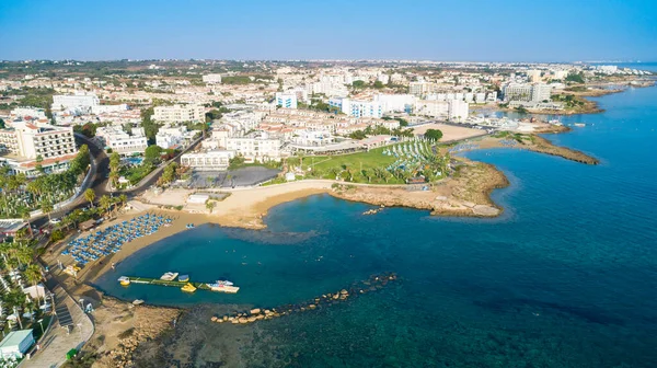 Vista Aérea Olho Pássaro Praia Pernera Protaras Paralimni Famagusta Chipre — Fotografia de Stock
