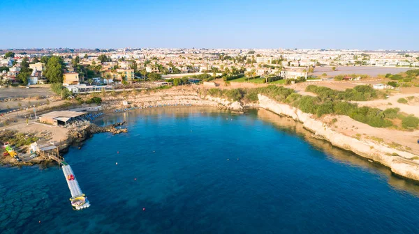 Aerial Bird Eye View Kapparis Fireman Beach Protaras Paralimni Famagusta — Stock Photo, Image