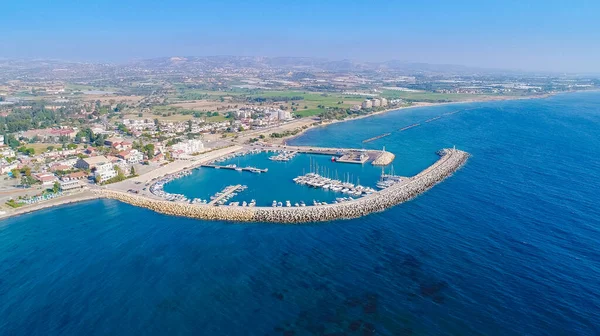 Vista Aérea Del Puerto Del Pueblo Pesquero Zygi Larnaca Chipre —  Fotos de Stock