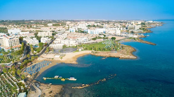 Vista Aérea Olho Pássaro Praia Pernera Protaras Paralimni Famagusta Chipre — Fotografia de Stock