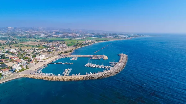 Vista Aérea Del Puerto Del Pueblo Pesquero Zygi Larnaca Chipre —  Fotos de Stock