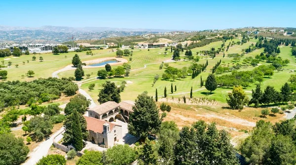 Aerial Birds Eye View Stavros Tis Minthis Anthony Monastery Golf — Stock Photo, Image