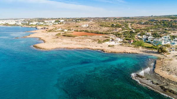 Aerial Bird Eye View Ammos Tou Kambouri Beach Ayia Napa — Stock Photo, Image