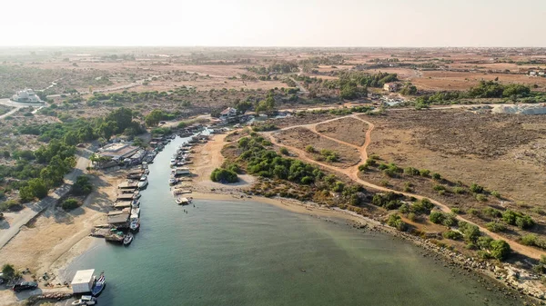 Aerial Bird Eye View Liopetri River Sea Potamos Liopetriou Famagusta — Stock Photo, Image