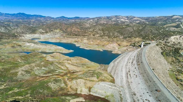 Veduta Aerea Volo Uccello Della Diga Kalavasos Larnaca Cipro Ponte — Foto Stock