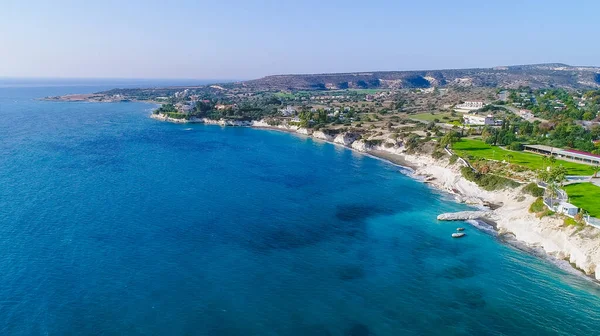 Aerial View Coastline Landmark Big White Chalk Rock Governor Beach — Stock Photo, Image