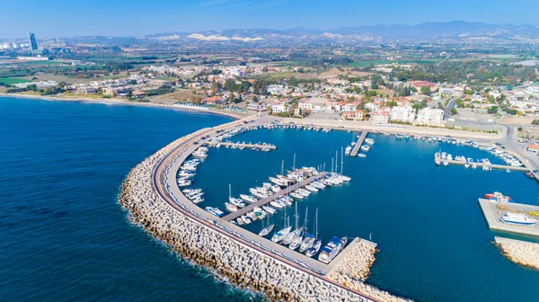 Aerial Bird Eye View Zygi Fishing Village Port Larnaca Cyprus — Stock Photo, Image