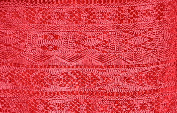 Red Ornament Fabric Texture — Stock Photo, Image