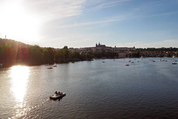 Blick Auf Die Prager Burg Und Die Moldau Prag Tschechische — Stockfoto