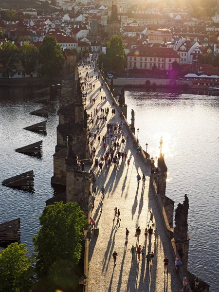 Blick Auf Charles Bringe Vom Altstadtturm Prag Tschechien — Stockfoto