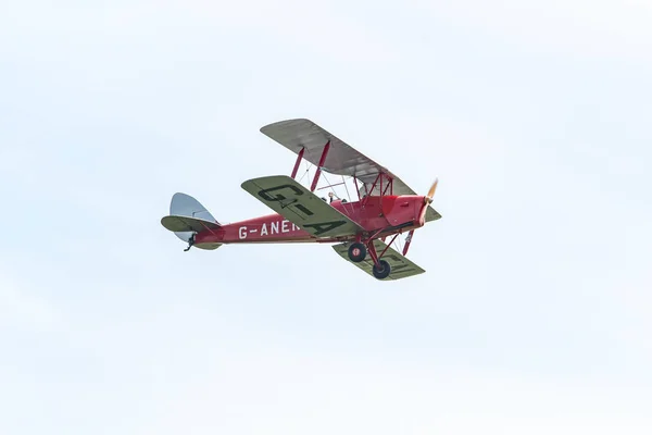 Telford June 2018 Photograph Documenting Lone Tiger Moth Trainer Aircraft — Stock Photo, Image