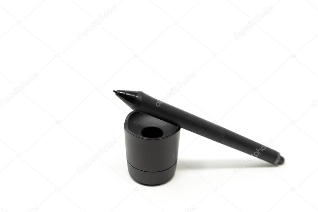 A digital stylus isolated against a white background