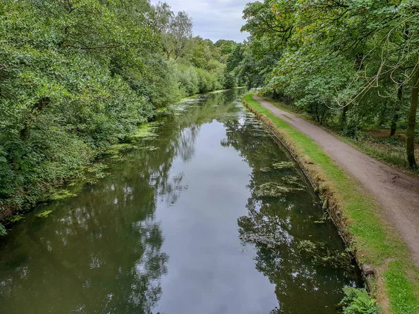 Une Vue Long Canal Leeds Liverpool Vue Depuis Une Position — Photo