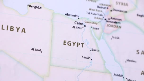 Egypte Sur Une Carte Politique Monde Vidéo Déconcentre Montrant Cachant — Video