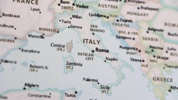 Italia Mapa Político Del Mundo Video Desenfoca Mostrando Ocultando Mapa — Vídeos de Stock