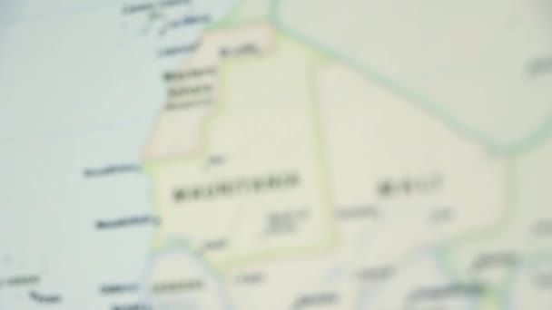 Mauritânia Mapa Político Mundo Desfoques Vídeo Mostrando Escondendo Mapa — Vídeo de Stock
