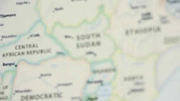 Sudão Sul Mapa Político Mundo Desfoques Vídeo Mostrando Escondendo Mapa — Vídeo de Stock