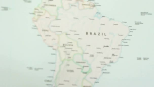 Brazil Political Map World Video Defocuses Showing Hiding Map — Stock Video