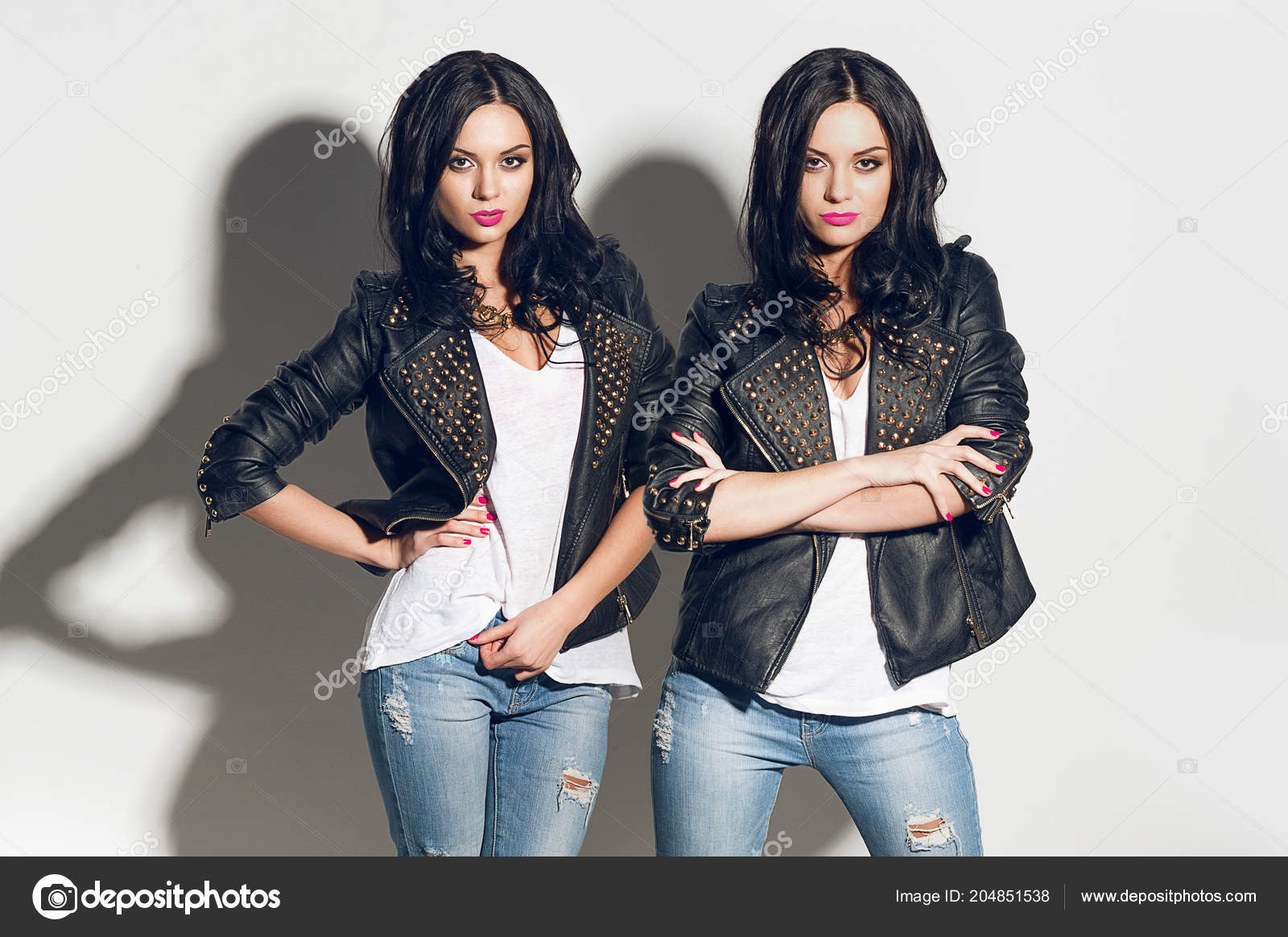 Two Stylish Sexy Fashion Girls Black 