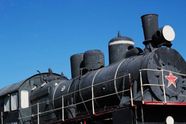 Eski Tren yan görünümü. Nastolgiya. Lokomotif.