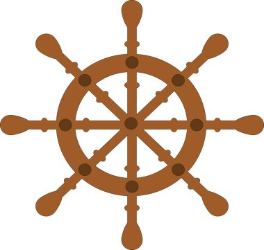 Kahverengi ahşap açma dümeni. Resim veya simge.