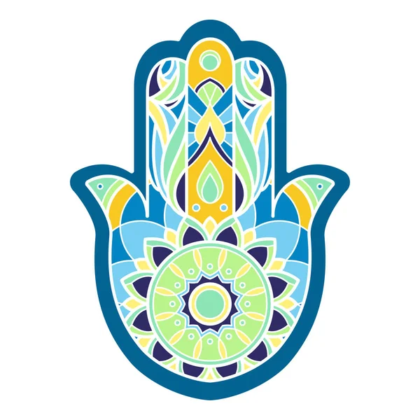 Mano Hamsa Multicolor Aislada Sobre Fondo Blanco — Vector de stock