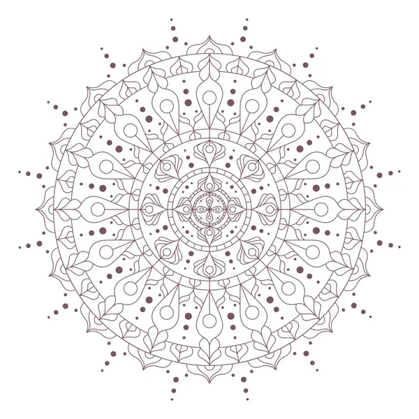 Лінійне Мистецтво Кругової Складної Мандали Призначеної Розмальовки Сторінок Книг — стоковий вектор