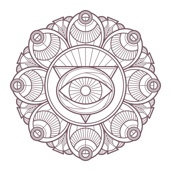 着色のページおよびブックのために設計された円形の複雑なマンダラのライン アート — ストックベクタ