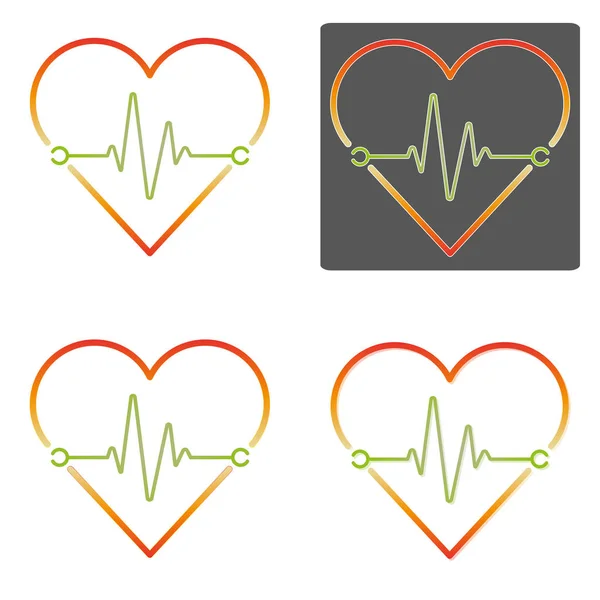 Vectores Multicolores Diseño Plano Latidos Del Corazón Con Varios Contornos — Foto de Stock