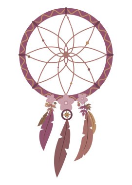 Beyaz arka plan üzerinde izole çok renkli boho dreamcatcher vektör çizim