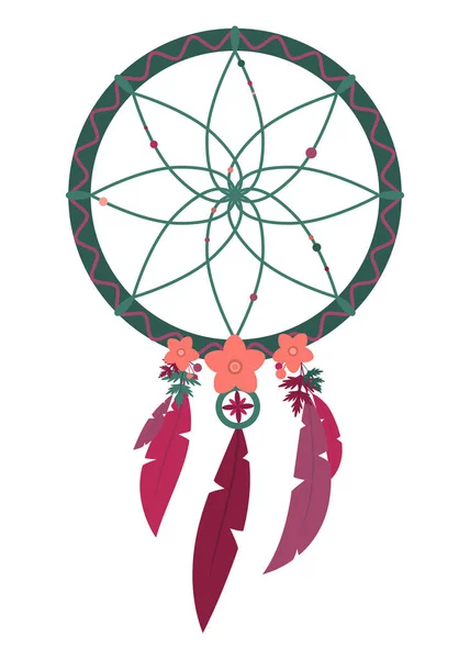 Vektorové Ilustrace Vícebarevné Boho Dreamcatcher Izolovaných Bílém Pozadí — Stockový vektor