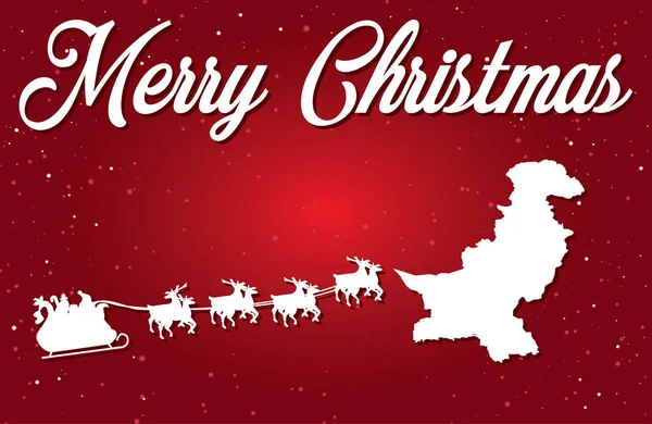 A Merry Christmas Illustration with Santa landing in the Country of Pakistan