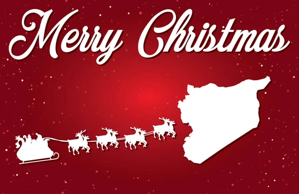A Merry Christmas Illustration with Santa landing in the Country of Syria