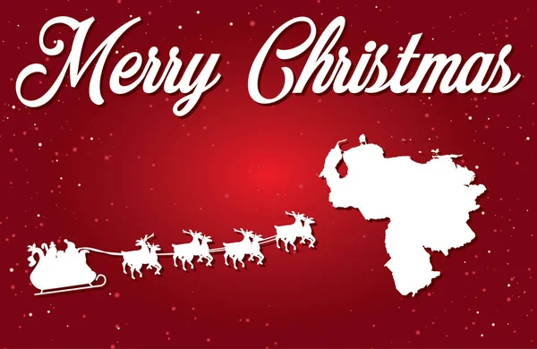 A Merry Christmas Illustration with Santa landing in the Country of Venezuela