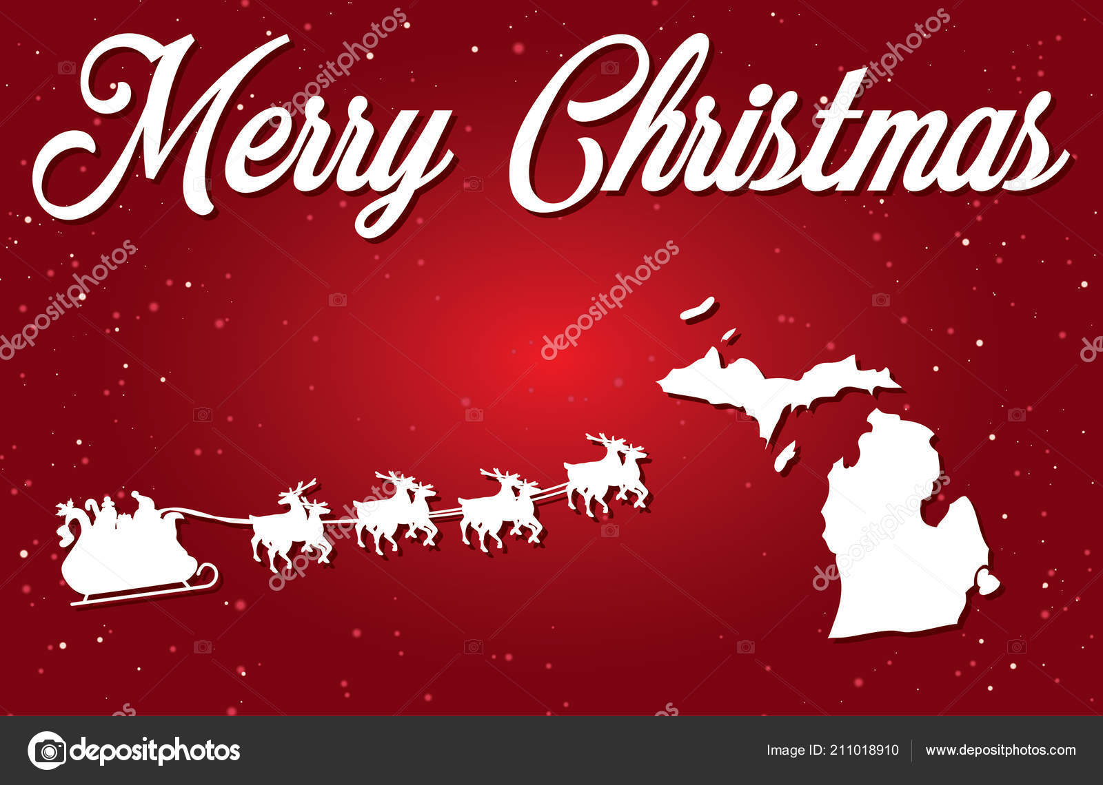 Merry Christmas Illustration Santa Landing State Michigan ... Merry Christmas Illustration Santa Landing State Michigan ...