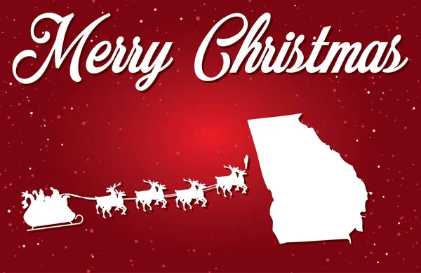 A Merry Christmas Illustration with Santa landing in the State of Georgia