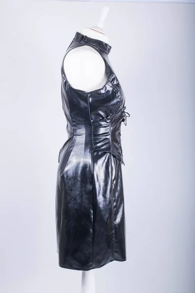 stock image A Tailors Mannequin dressed in a Black PVC Dress