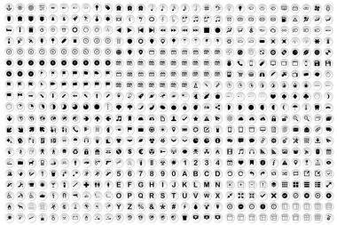 Beyaz bir arka plan üzerinde izole resimli simge kümesi